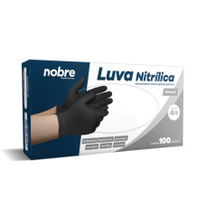Luva nitrilica s/pó p/proteção contra agentes químicos c/100unid (nao esteril)  "P/7, "M/8", "G/9" preta  Luva nitrilica s/pó p/proteção contra agentes químicos c/100unid (nao esteril)  "P/7, "M/8", "G/9" preta